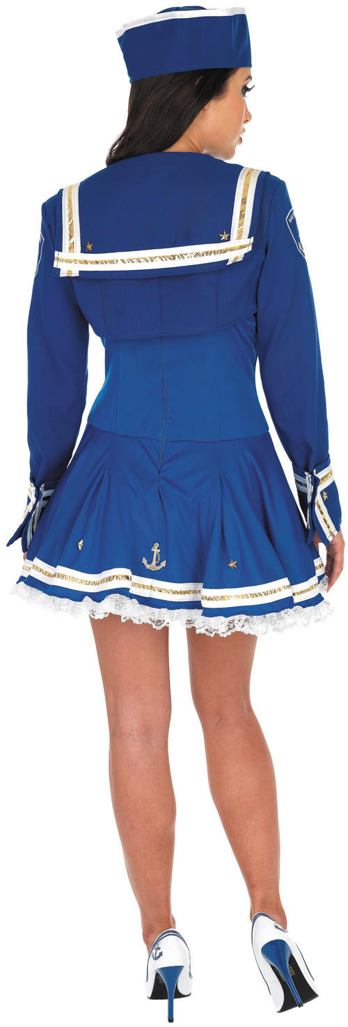 Ladies Blue Flirty Sailor Costume rear