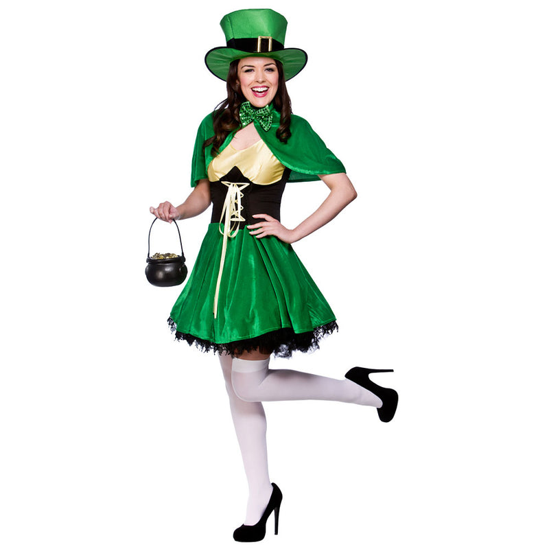 Ladies Irish Lucky Leprechaun fancy dress outfit.