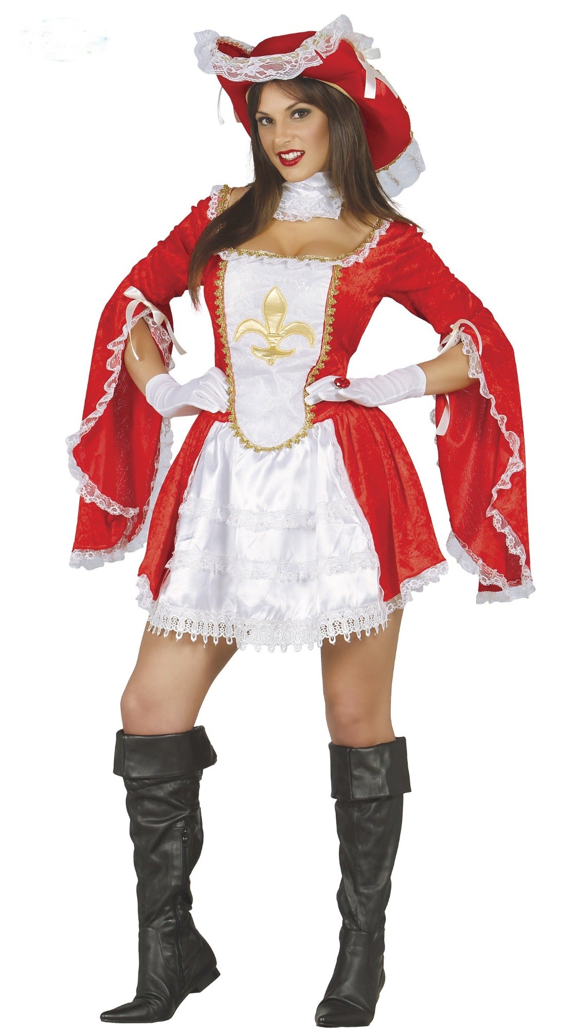 Ladies Musketeer Fancy Dress Costume Red