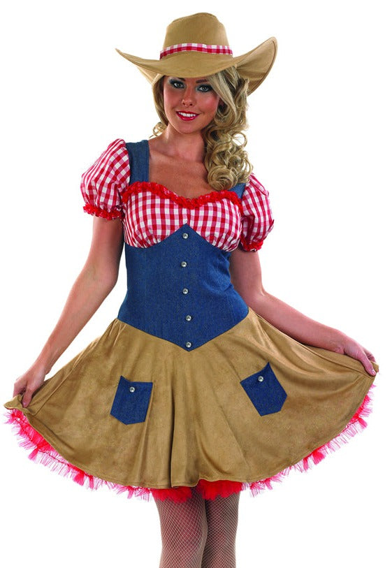 Turn some cowboys heads at the ranch or barn dance in our Ladies Sexy Cowgirl Fancy Dress Costume.