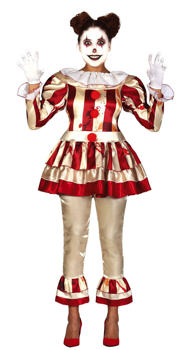 Ladies Crazy Striped Clown Halloween Adult Costume 