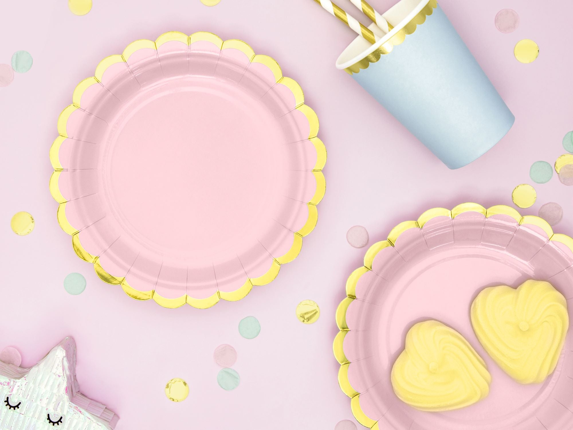 Light Pink and Gold Trim Paper Plates for baby shower