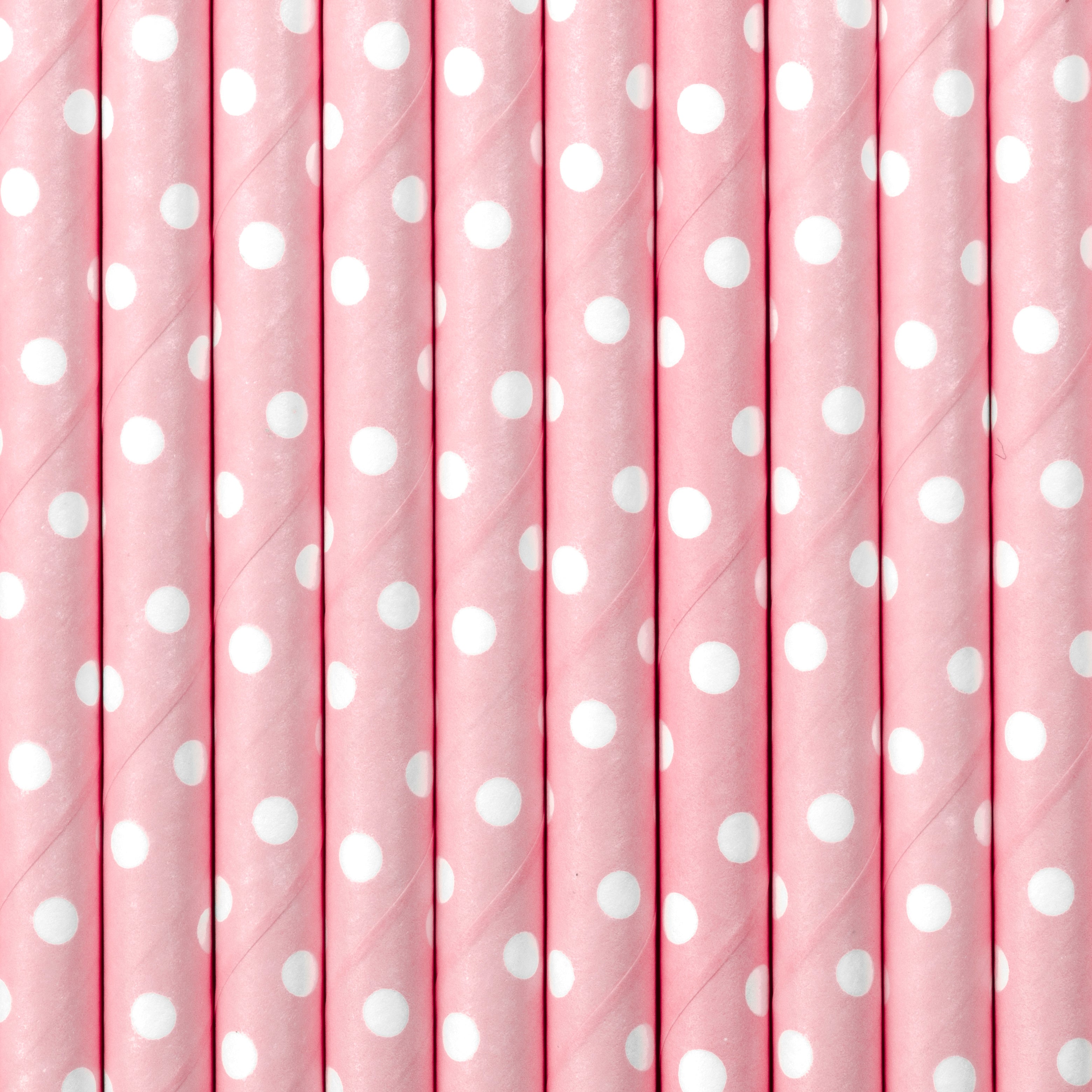Light Pink Polka Dot Paper Straws