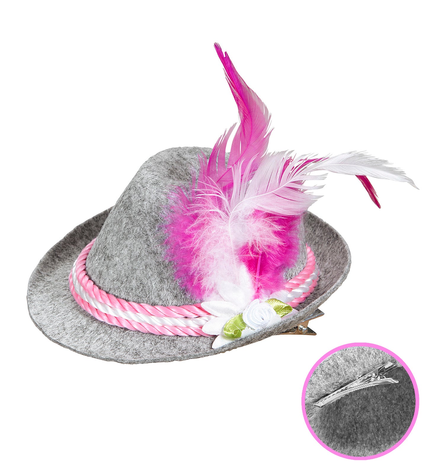 Mini Bavarian Fedora Hat with Edelweiss Feather