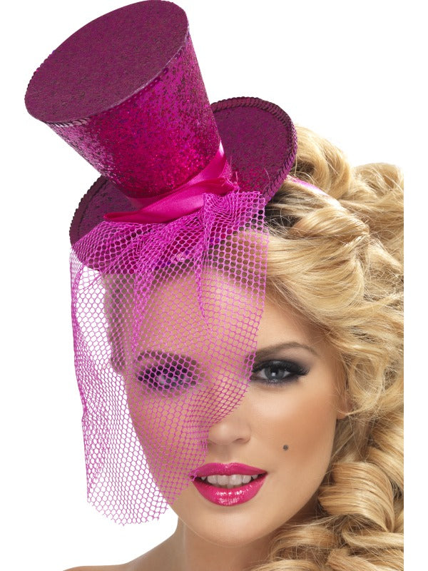Mini Top Hat Hot Pink Burlesque Hats