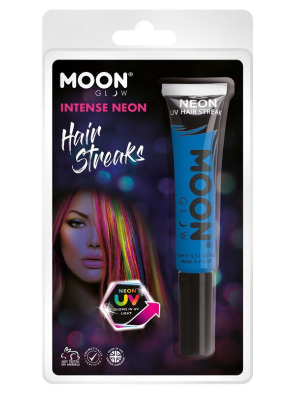 Moon Glow Intense Neon blue UV Hair Streaks