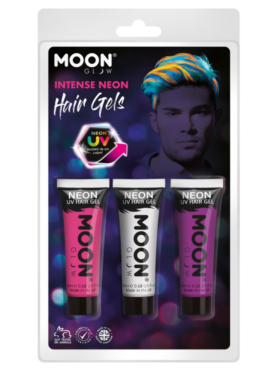 Moon Glow UV Neon Hair Gel Pink White Purple Kit