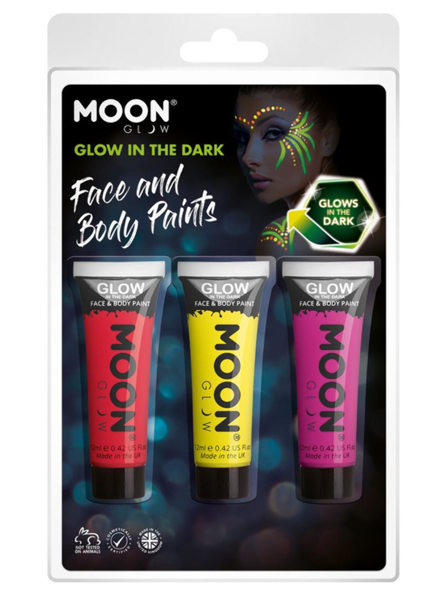 Moon Glow in the Dark Paint Red Yellow Pink Pack