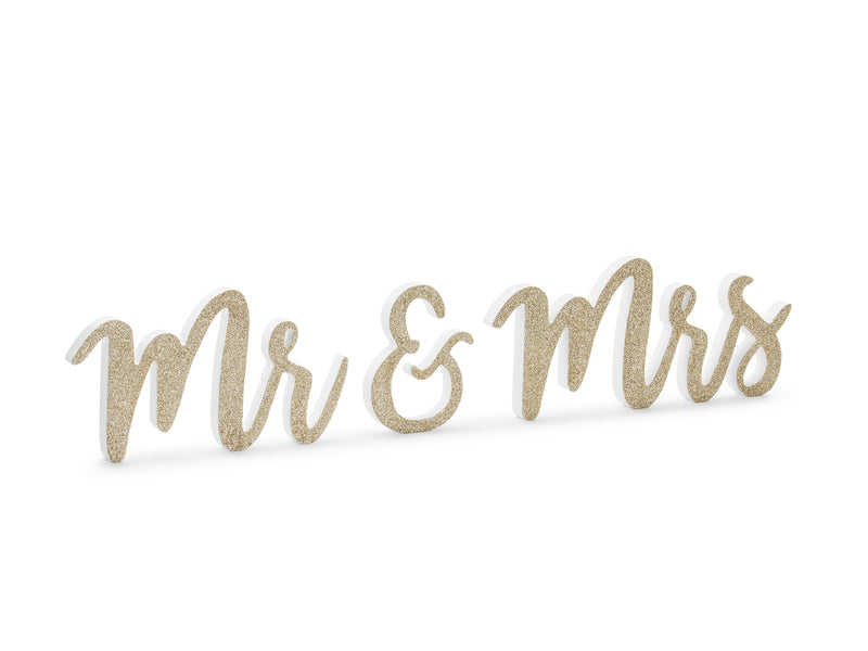 Mr & Mrs Wooden Sign Gold