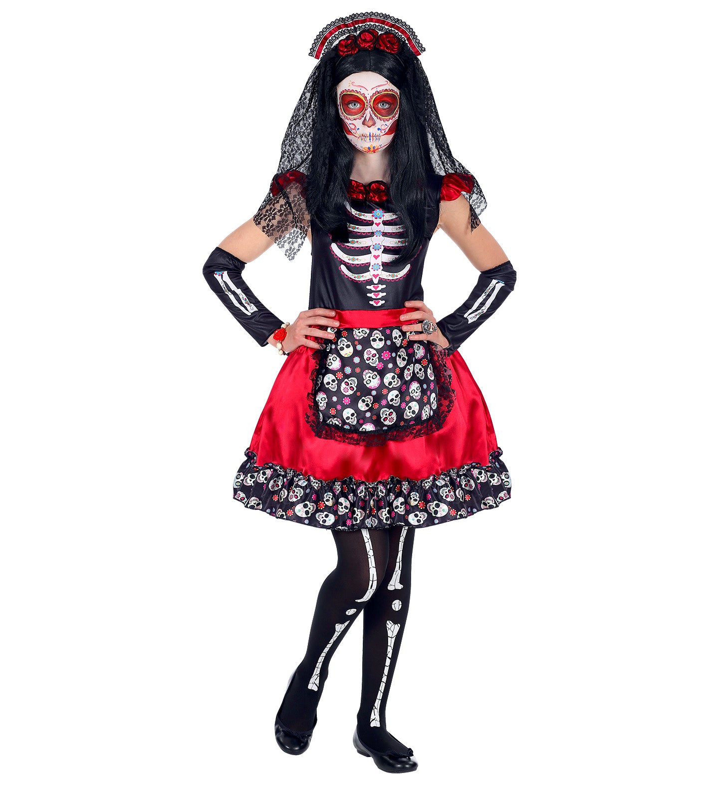 Child's Mujer Dia De Los Muertos Sugar Skull Costume