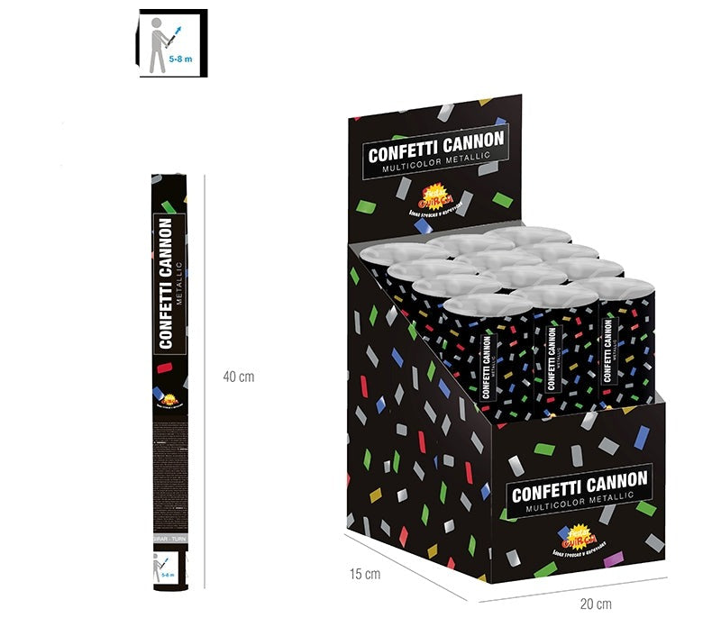 Multicolour Metallic Confetti Cannon 30cm