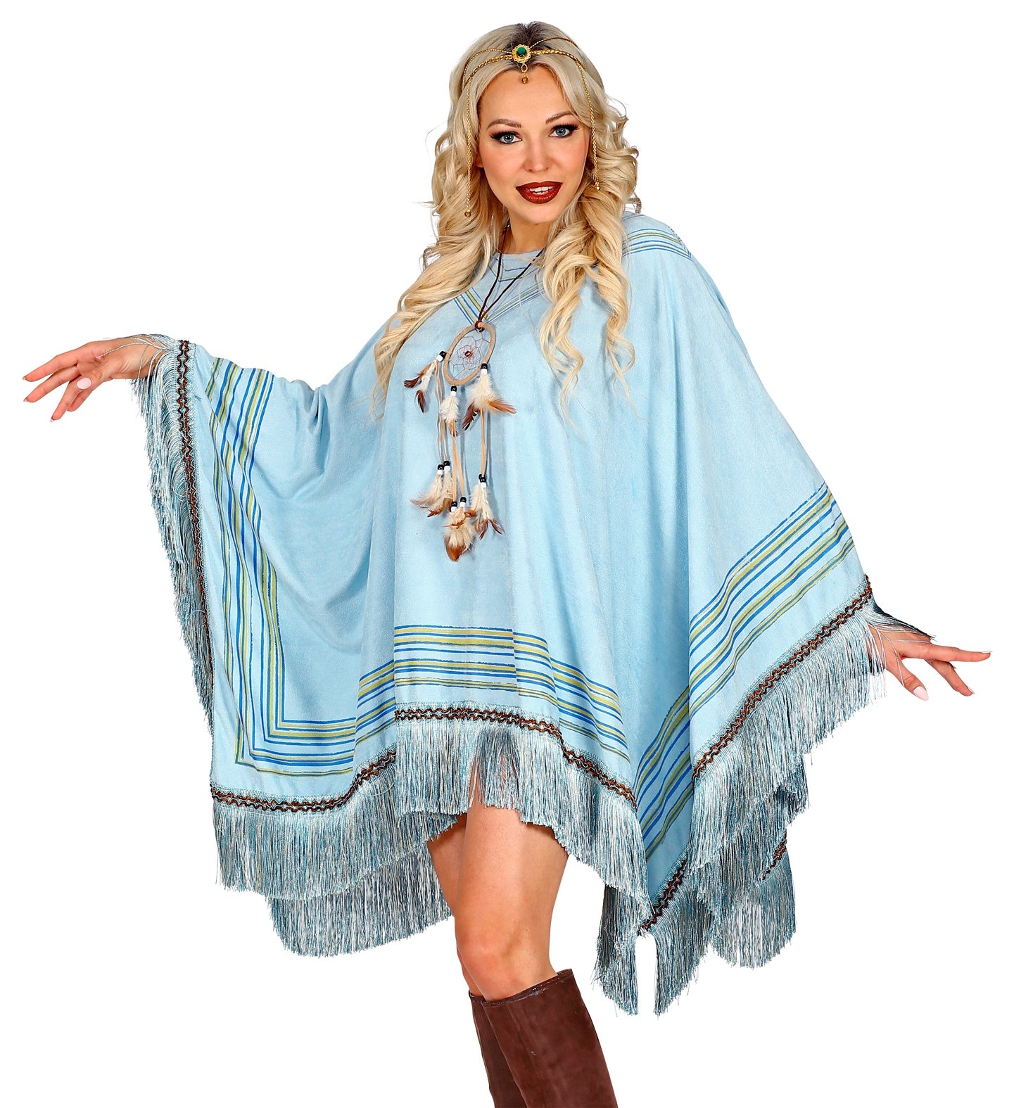 Native American Indian Blue Poncho outfit