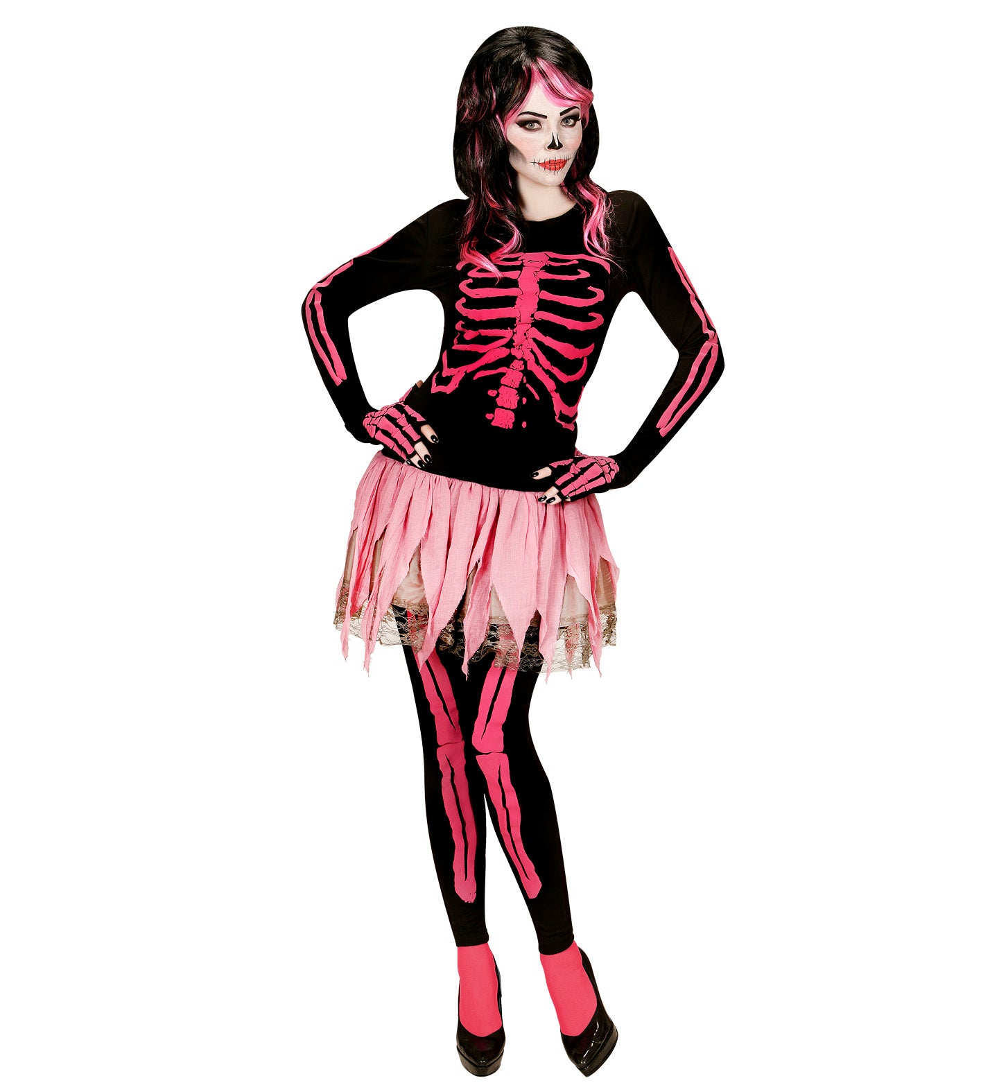 Neon Pink Skeleton outfit Ladies