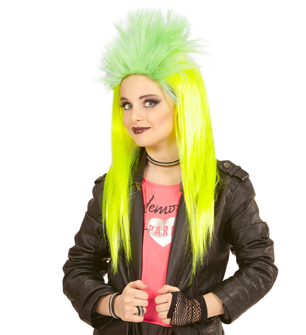 Neon Yellow & Green Punk Wig