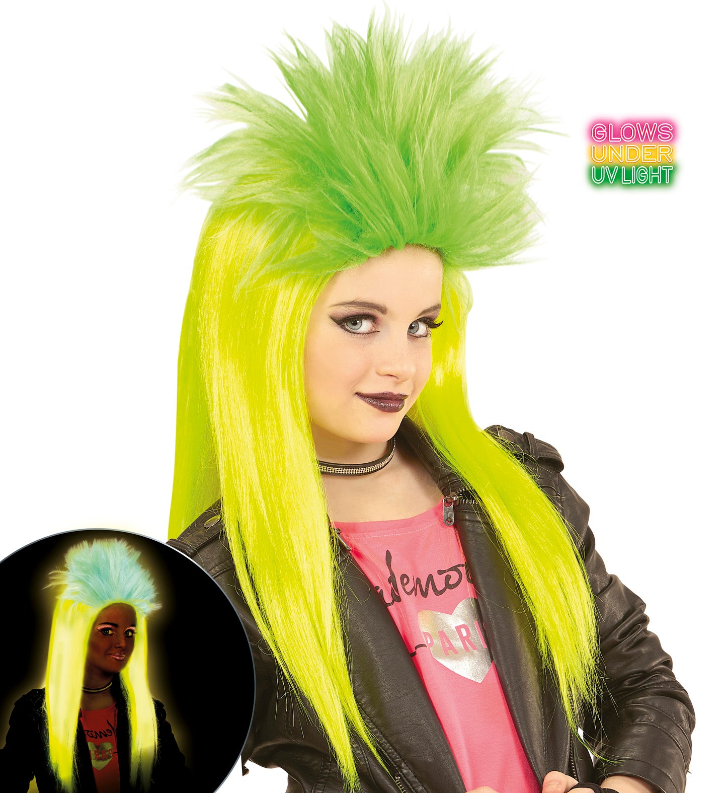 Neon Yellow & Green Punkadelic Wig