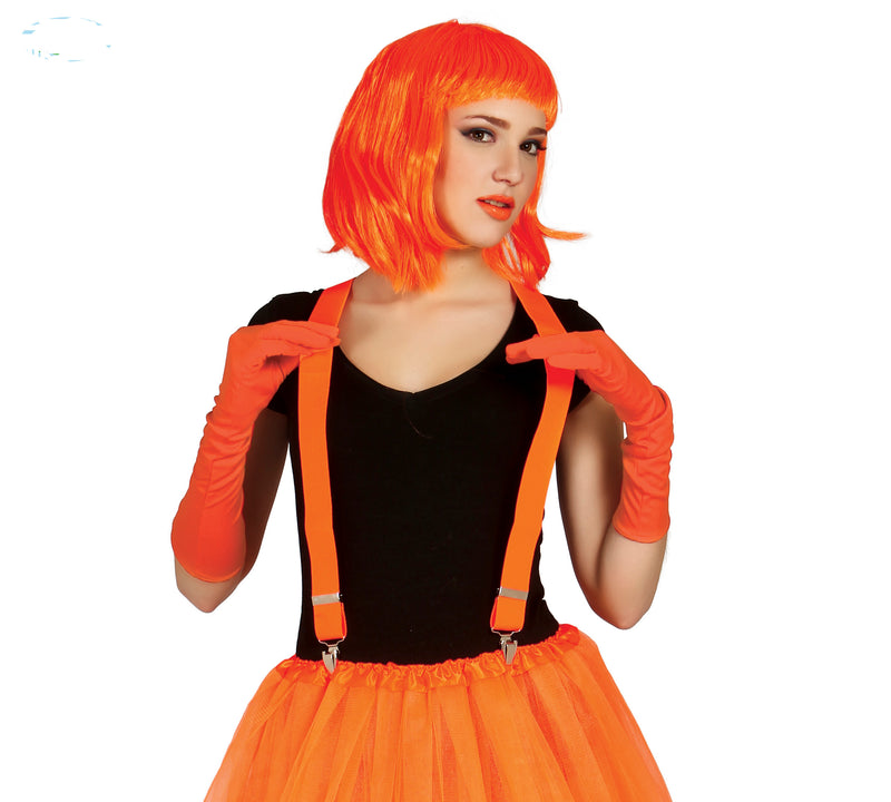 Neon Orange Braces for 1980's costume.