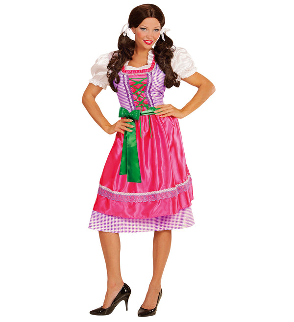 Ladies Oktoberfest Dirndl Dress Costume Pink