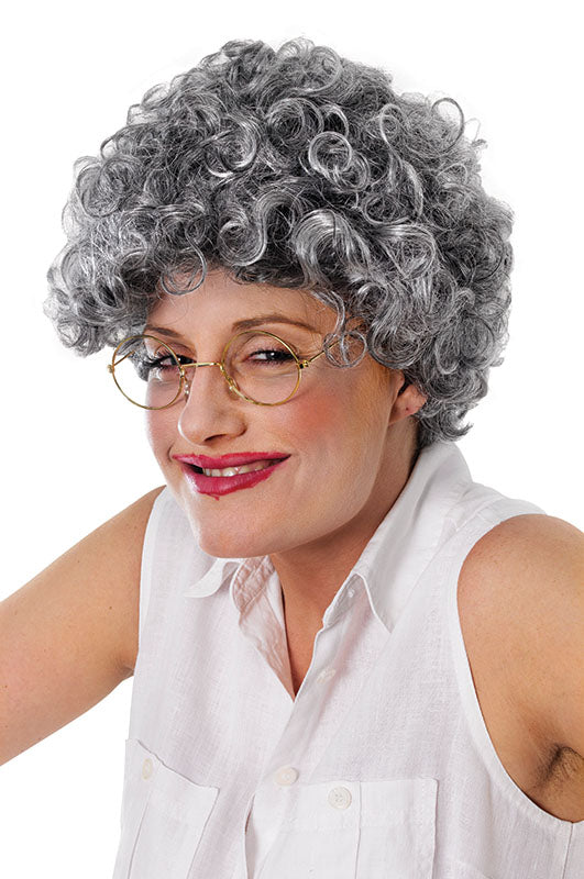 Old Lady granny curly fancy dress wig