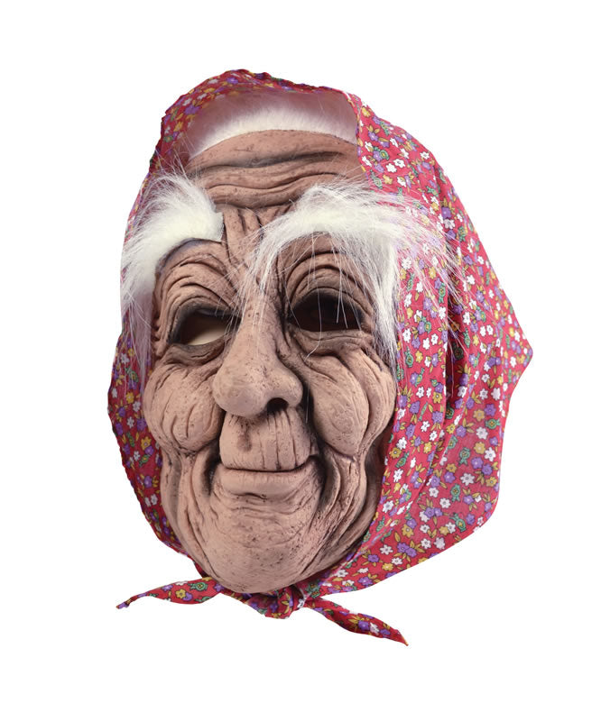 Old Woman Rubber Mask and Scarf