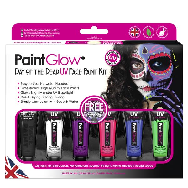 Paintglow UV Reactive Day of the Dead Paint Kit
