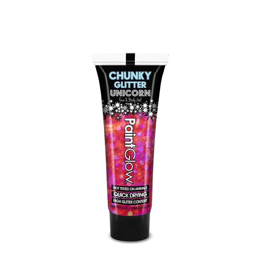Feel the need to top up your glitter look on the move? PaintGlow Heart Breaker Unicorn Chunky Glitter Gels come in a handy 13ml tube that's small enough to hide in any handbag but big enough to make any statement