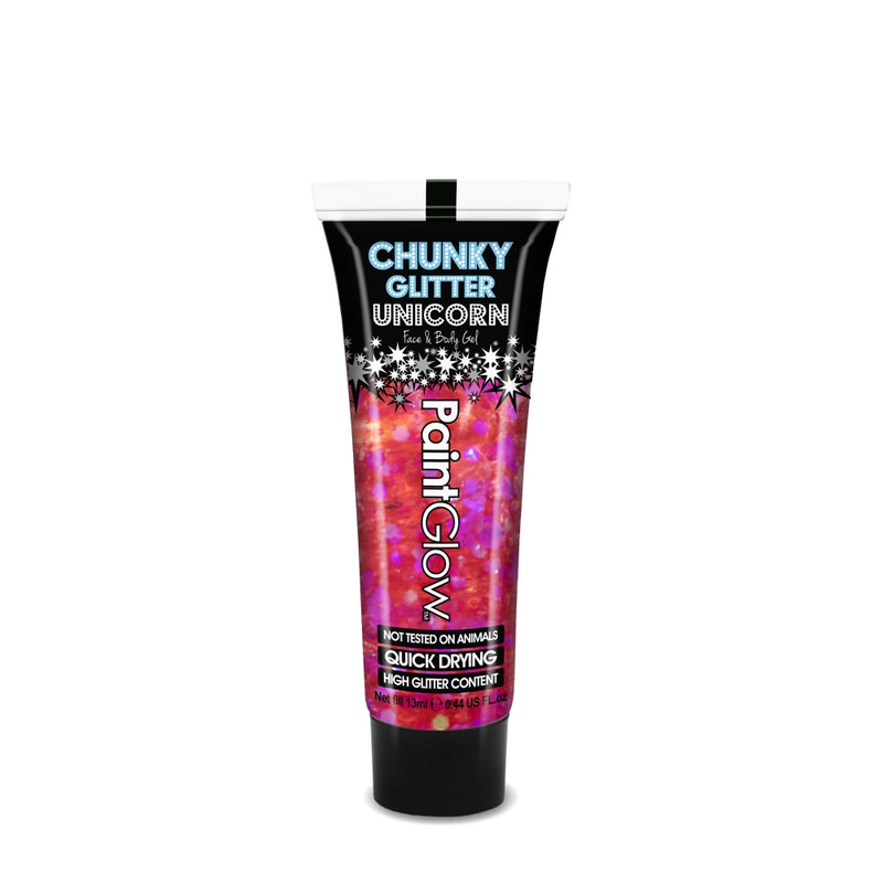 Feel the need to top up your glitter look on the move? PaintGlow Heart Breaker Unicorn Chunky Glitter Gels come in a handy 13ml tube that's small enough to hide in any handbag but big enough to make any statement