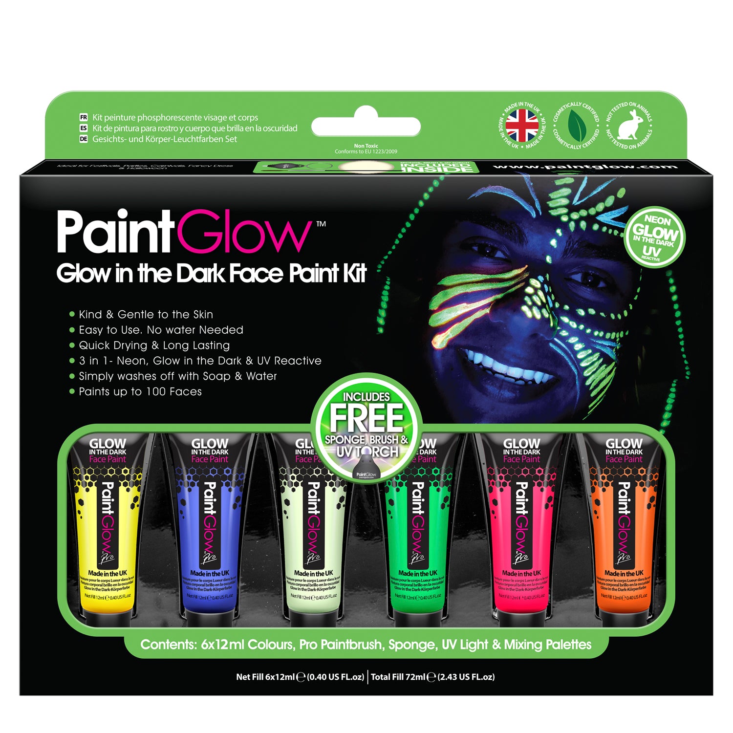 Paintglow Glow In The Dark Face and Body Paint Giftset