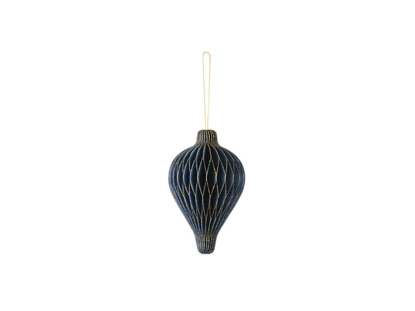 Paper Honeycomb Ornament Drop Navy Blue 8 X 12cm