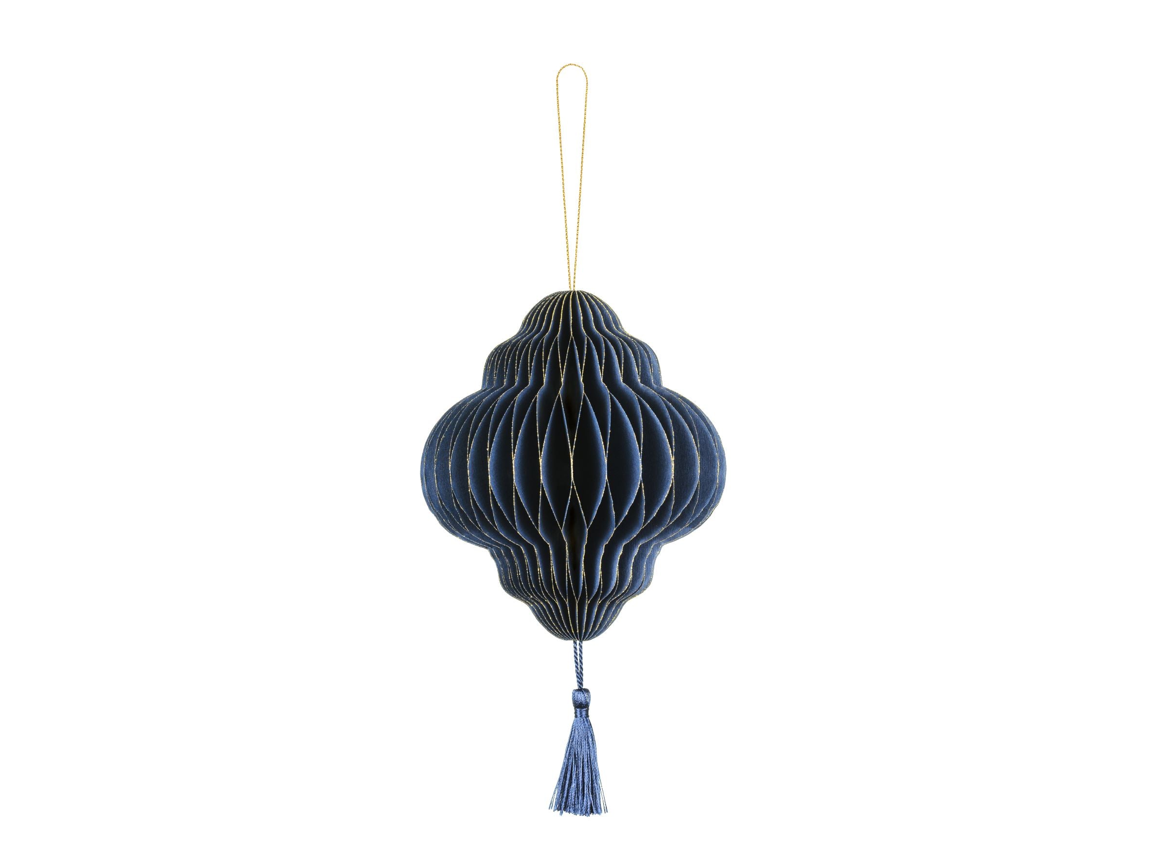 Paper Honeycomb Ornament Lantern Navy Blue