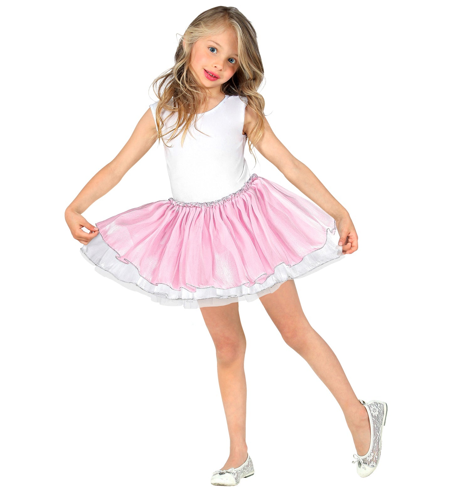 Pink Satin and White Tulle Tutu for children