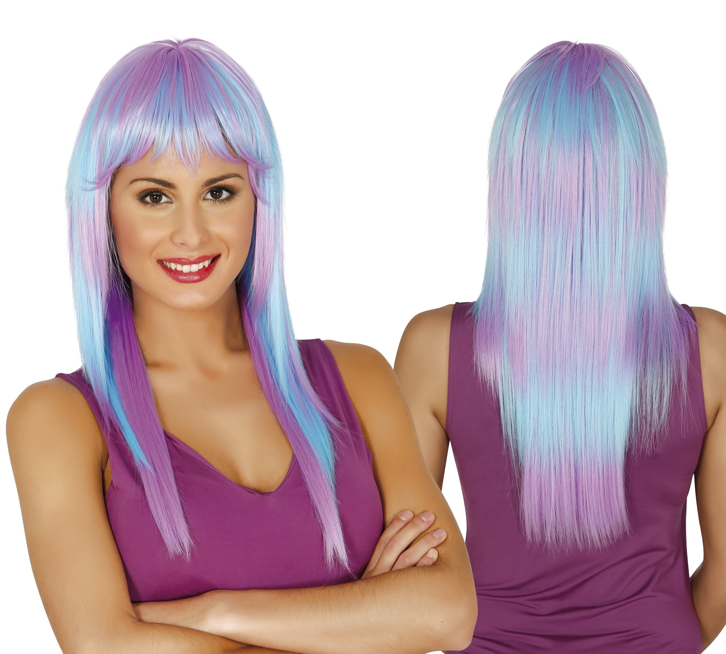 Two tone ladies neon wig