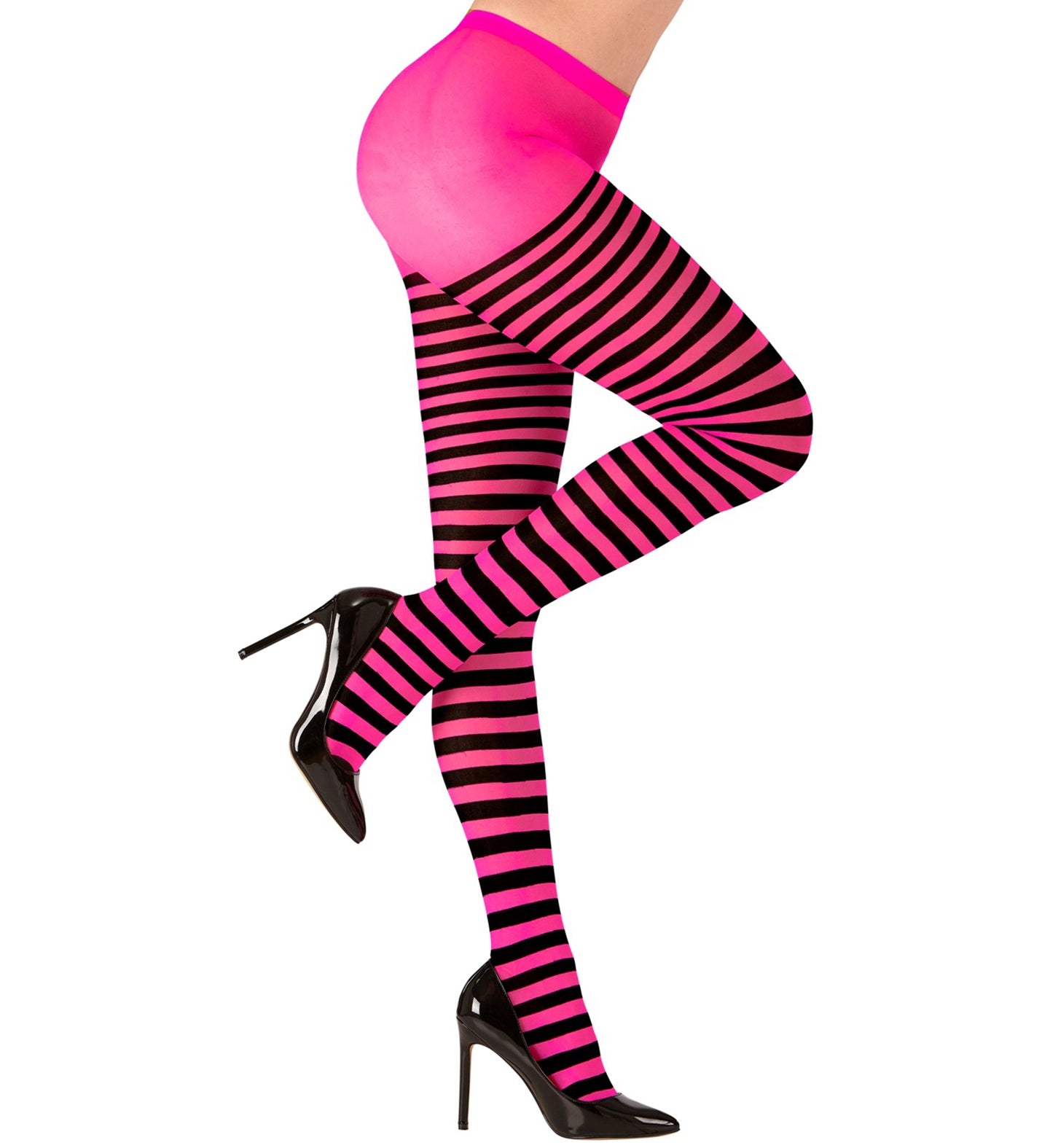 Pink and Black Striped Tights