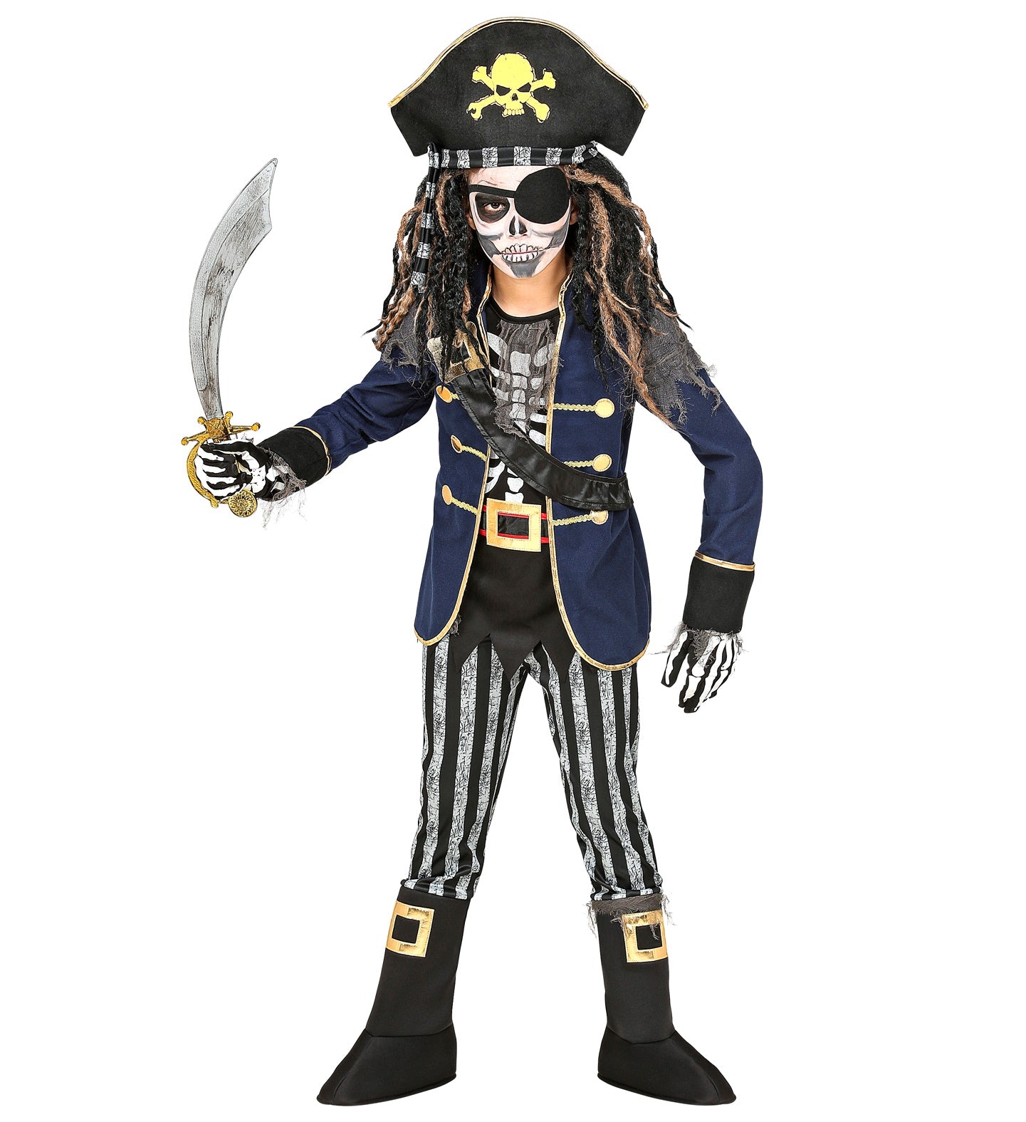 Pirate Captain Skeleton Costume Boy