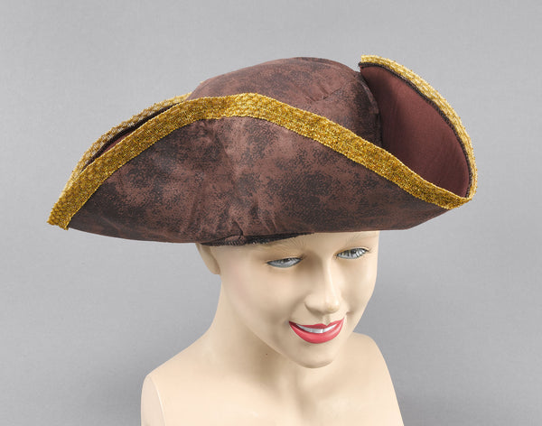 Pirate Brown & Gold Tricorn Hat