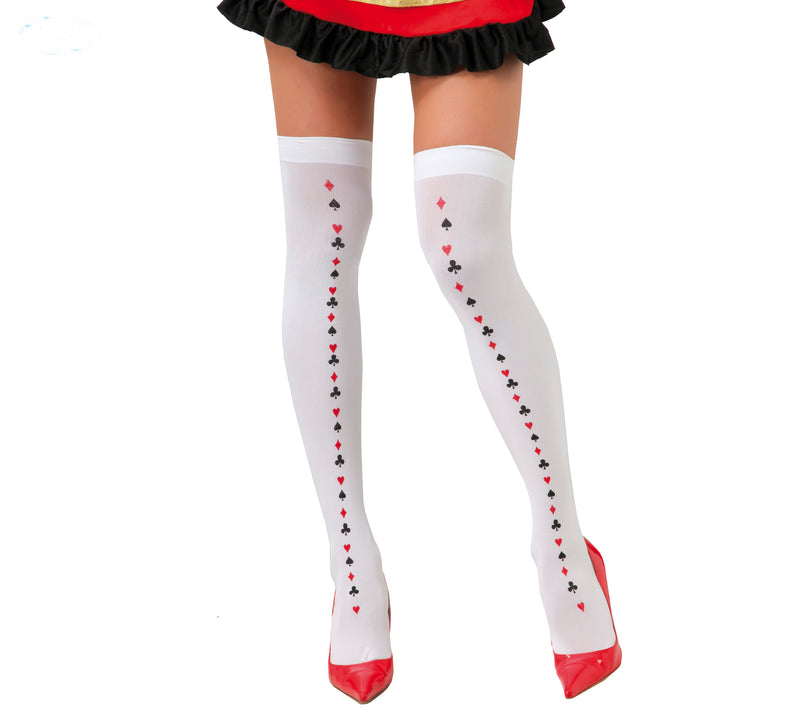Playing Card Tights for Alice or Queen of Hearts costume.