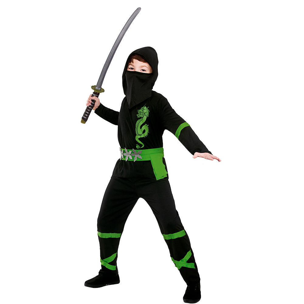 Power Ninja Green and Black Costume Kids