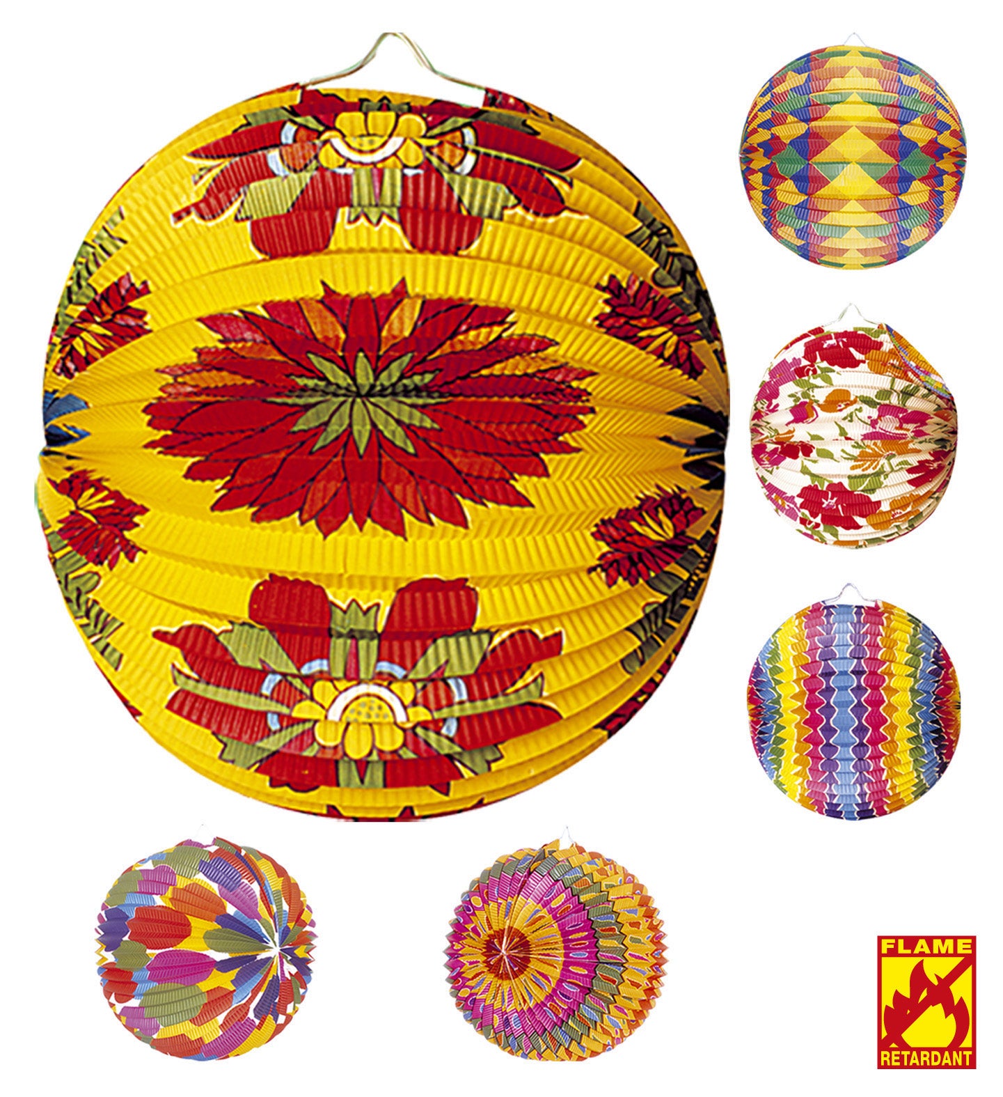 Printed Paper Ball Lanterns 6 Assorted