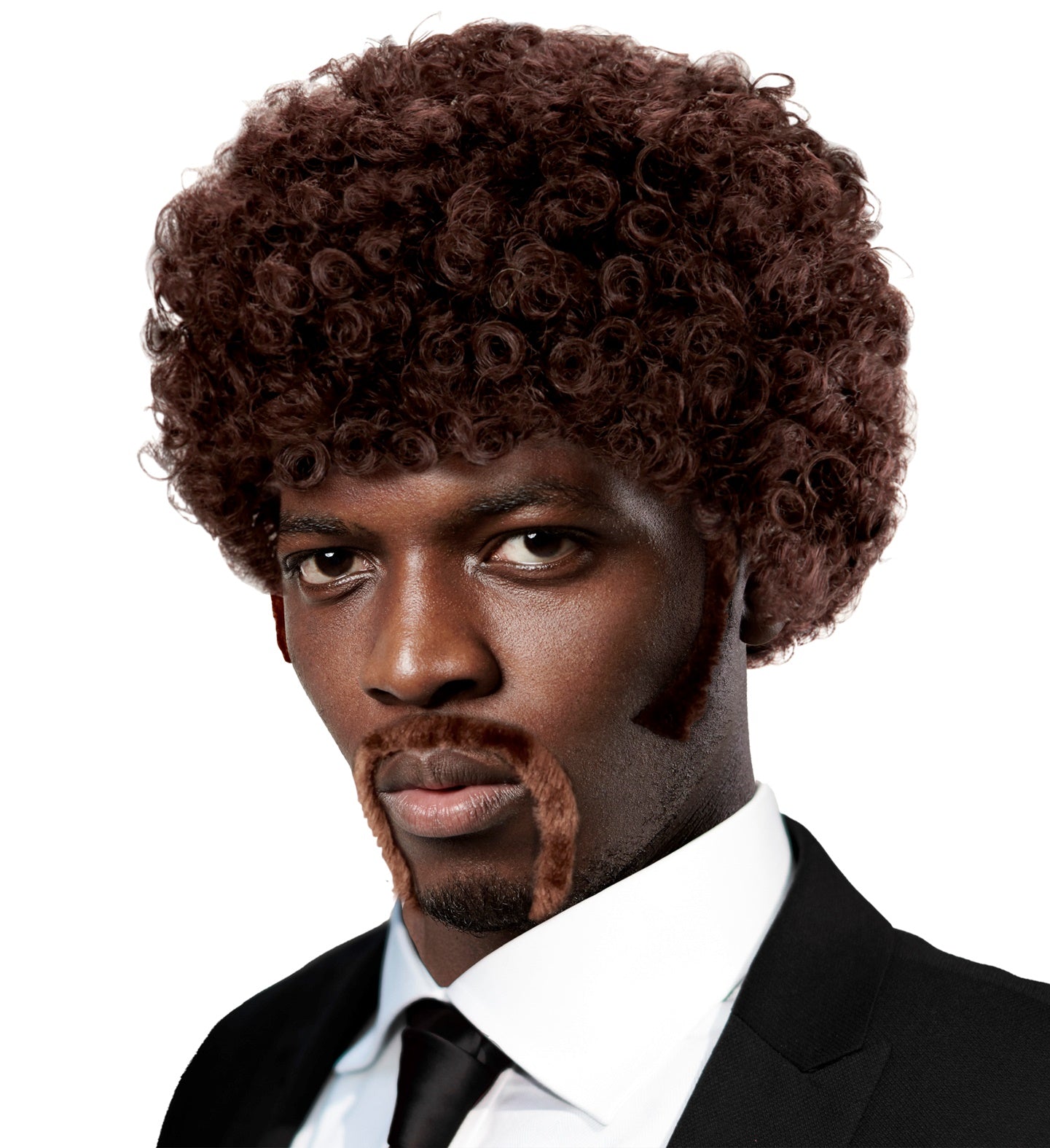 Pulp Fiction Jules Afro Wig Moustache and Sideburns