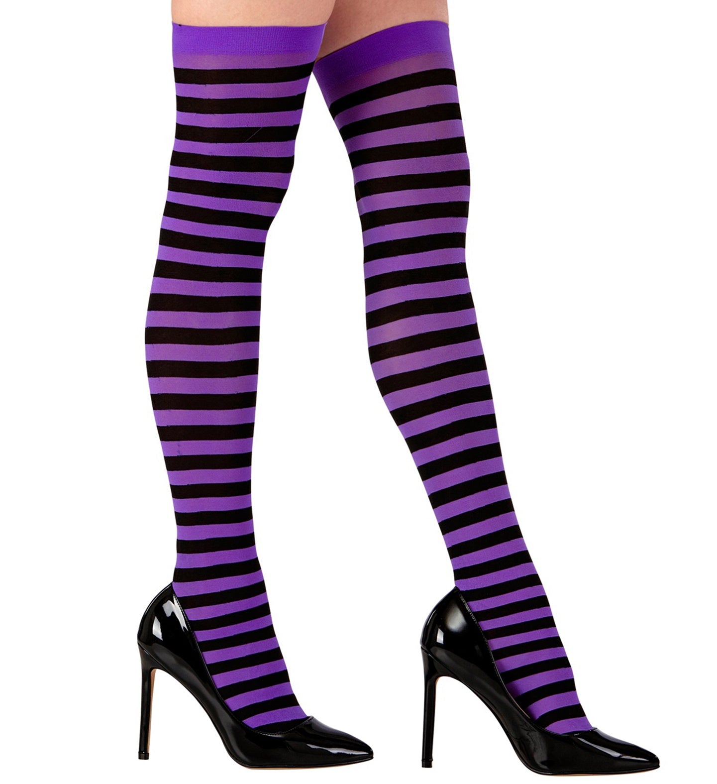 Purple and Black Striped thigh high stockings