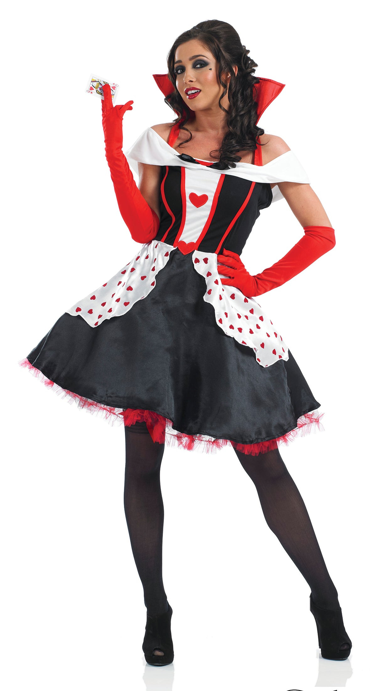 Ladies Queen of Hearts fancy dress Costume with long skirt.