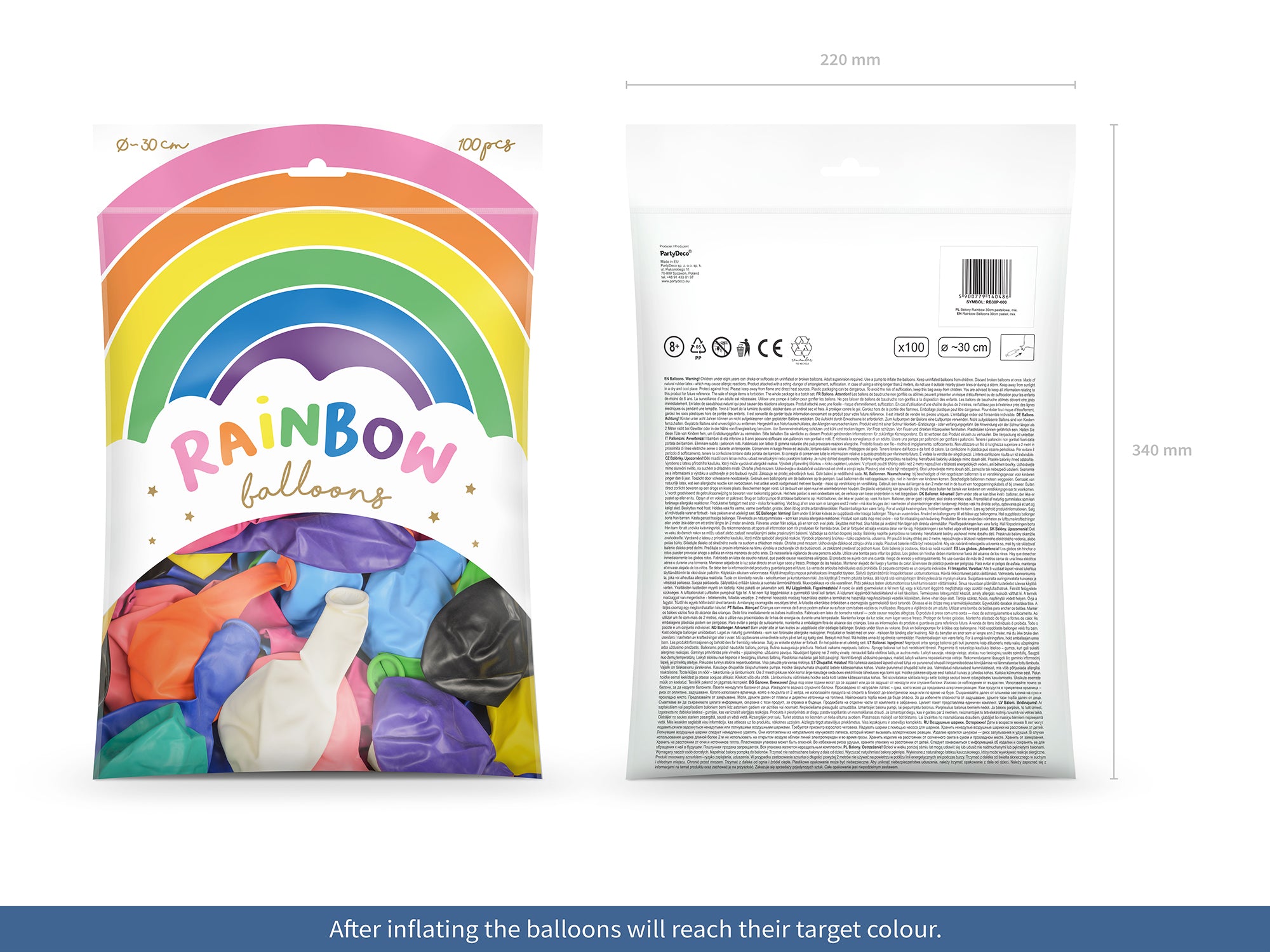 Rainbow Balloons 30cm Pastel Mixture packet