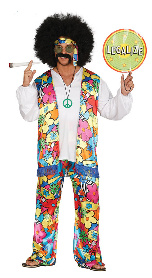 Men's Rainbow Hippie fancy dress Costume