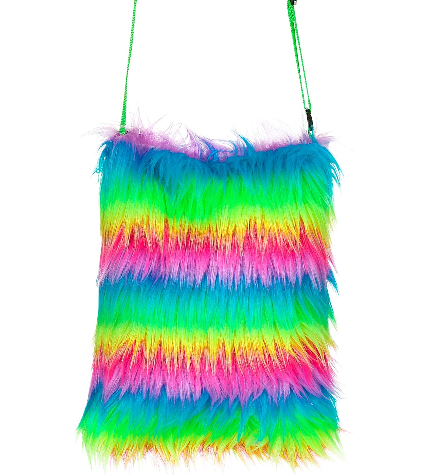 Neon Rainbow Plush Handbag