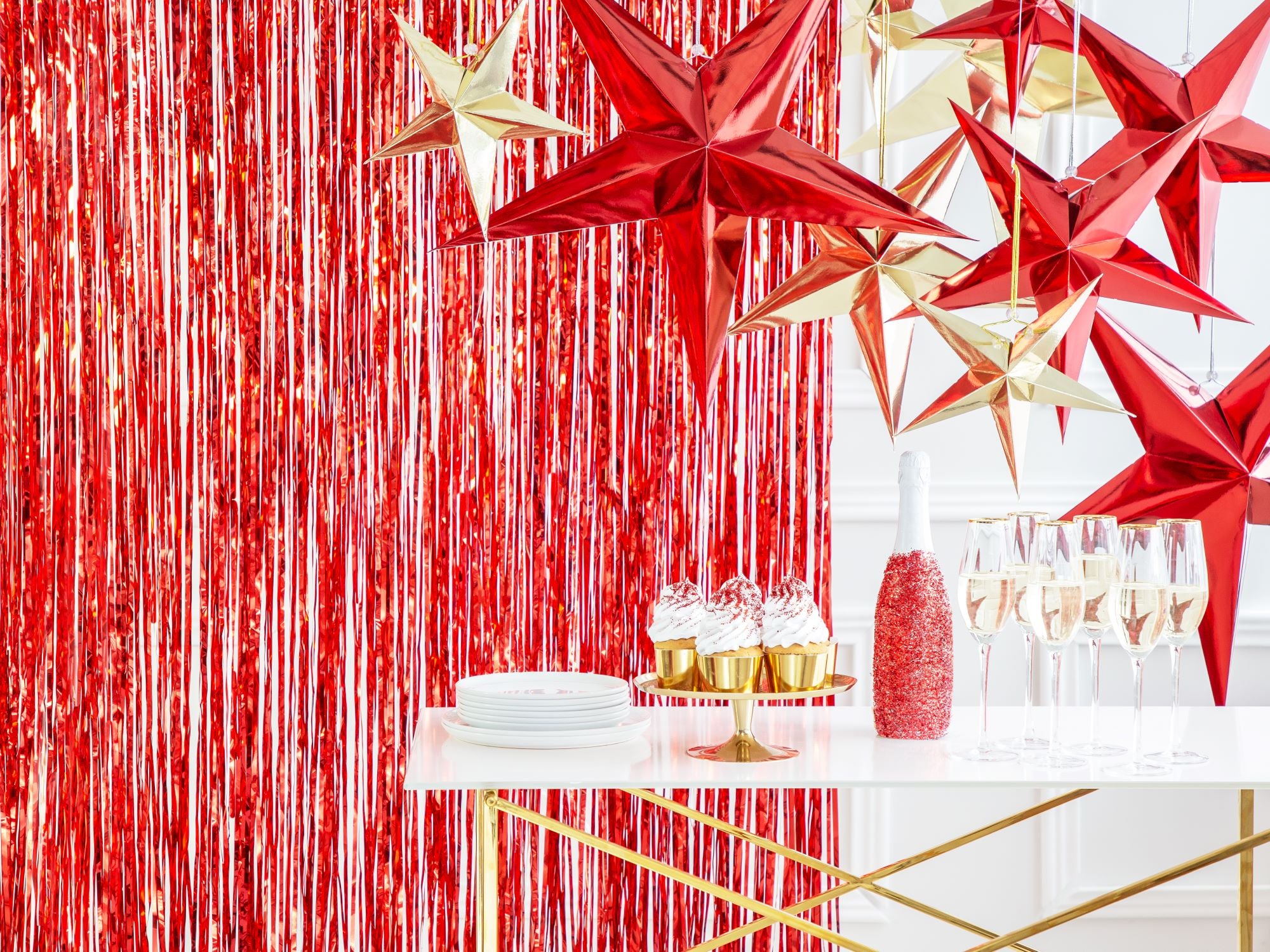 Red Paper Star Christmas Hanging Decoration
