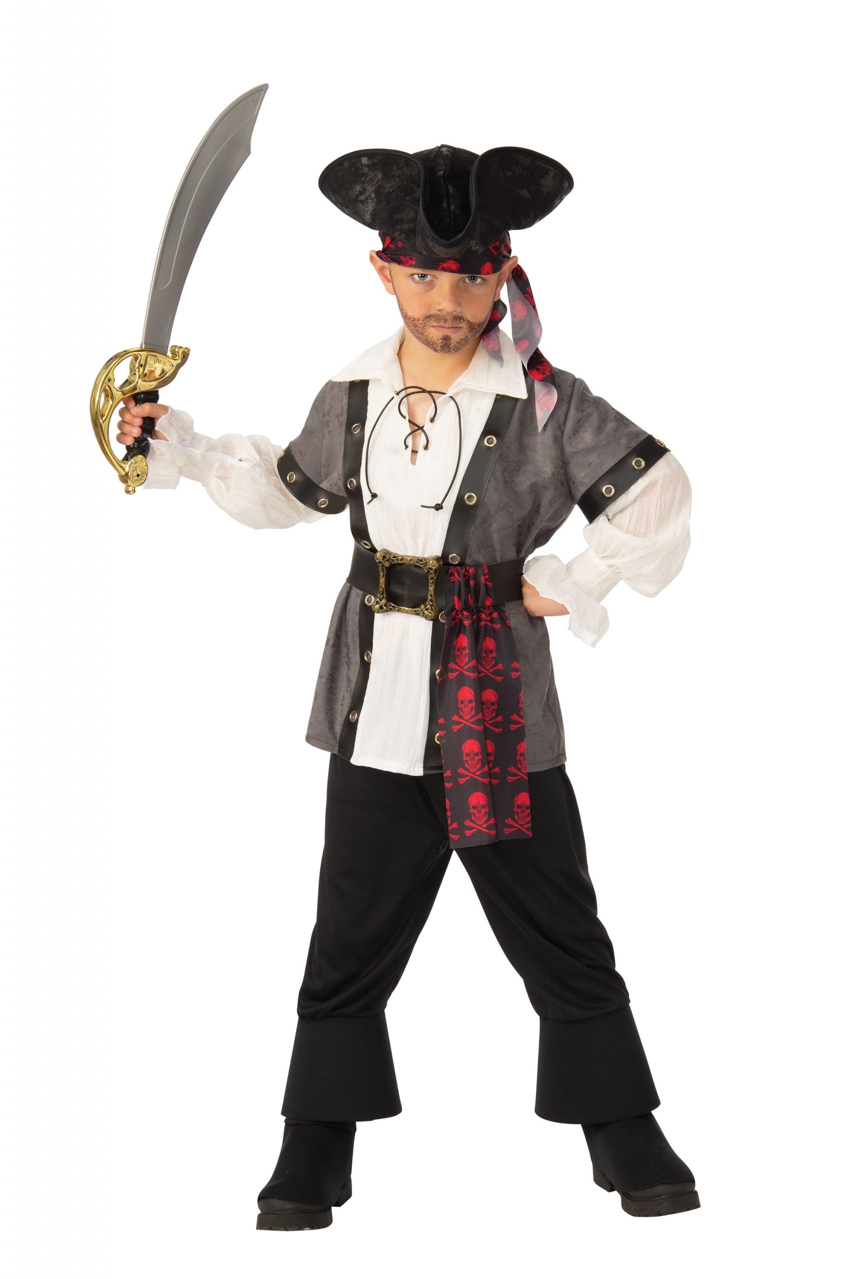 Red Skull Pirate Boy Costume
