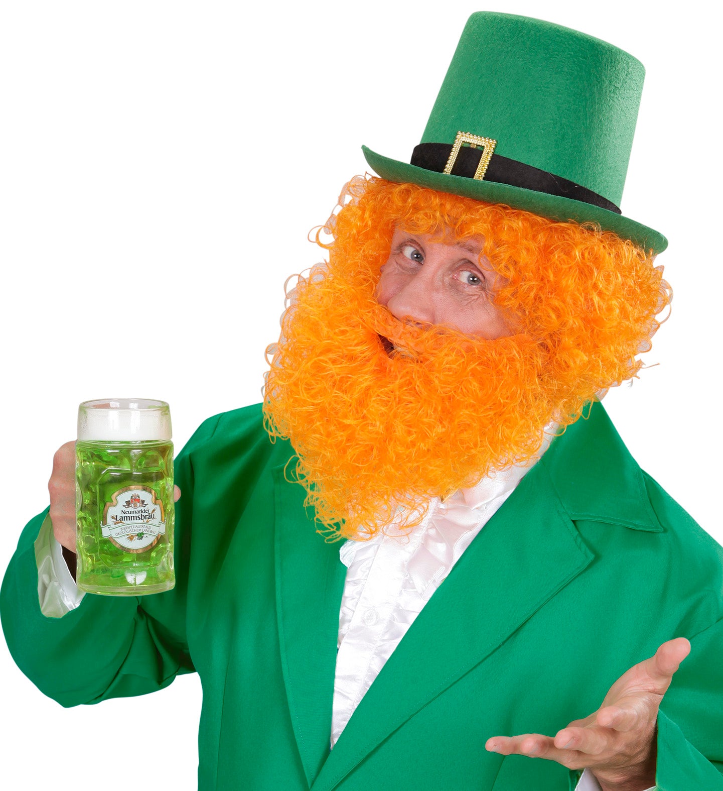 Orange Curly Wig and Beard Set for leprechaun costume