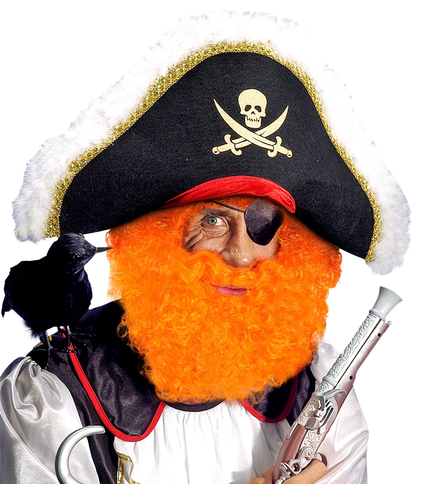 Orange Curly Wig and Beard Set for pirate costume