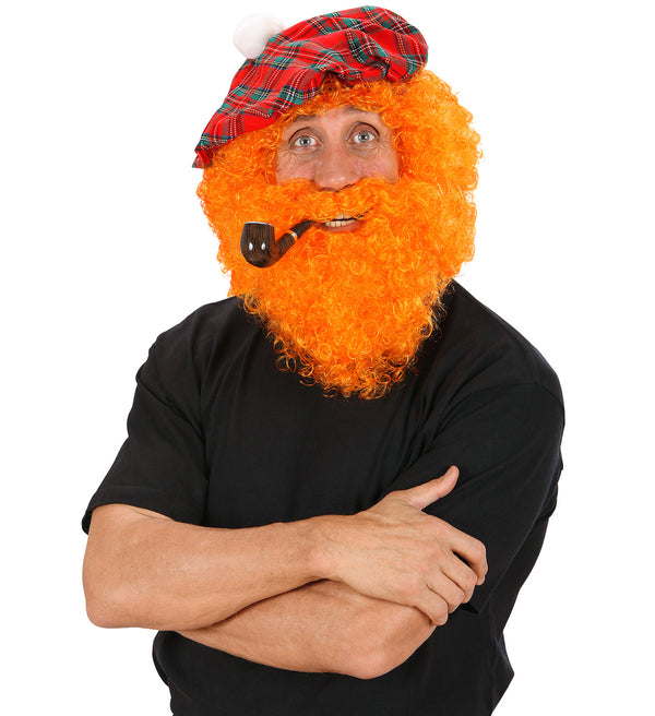 Orange Curly Wig and Beard Set for Scotsman costume