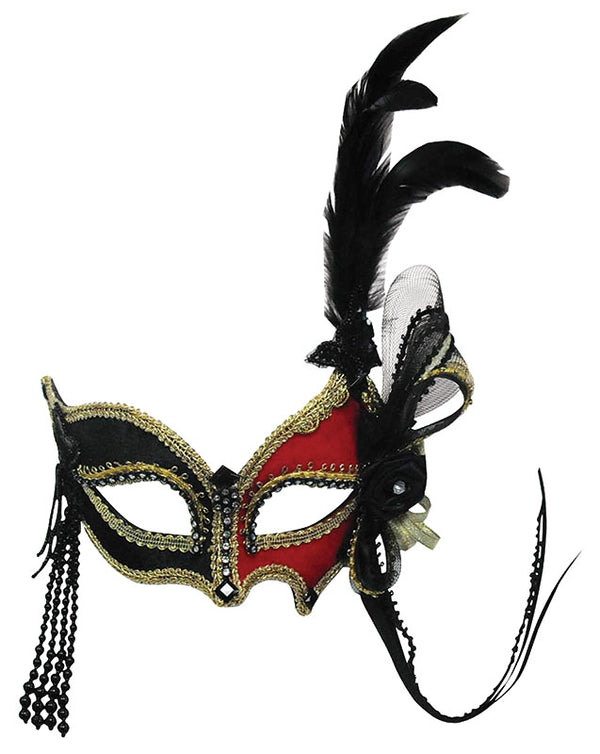 Red and Black Victorian Masquerade Mask
