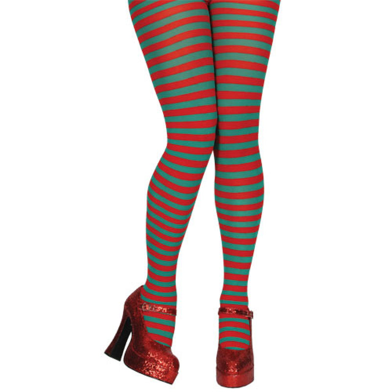 Red and Green Candystripe Tights